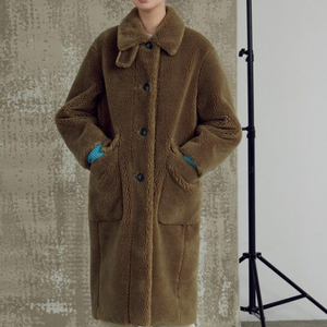 구호 플러스 kuho 코쿤핏 테디베어 롱 코트 프리