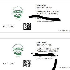 5월1일 지베르니 모네가든 티켓 2장 (e-ticket