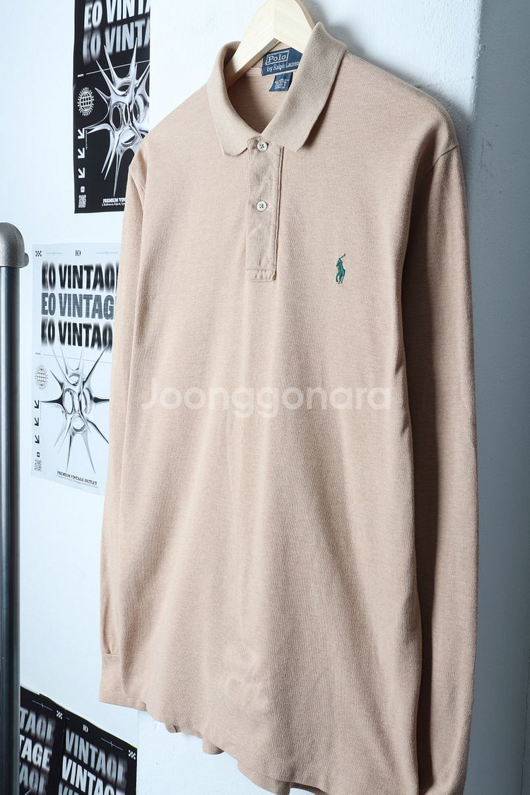 (M-2XL) 폴로 랄프로렌 카라 긴팔티셔츠 베이지--0