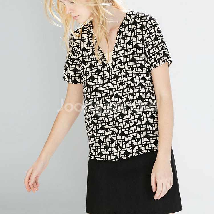 ZARA 자라 고급진 모자이크 패턴 반팔탑--0