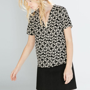 ZARA 자라 고급진 모자이크 패턴 반팔탑