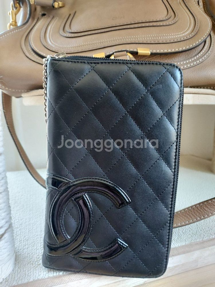 샤넬 정품 깜봉 지퍼라운드 장지갑 가방--0