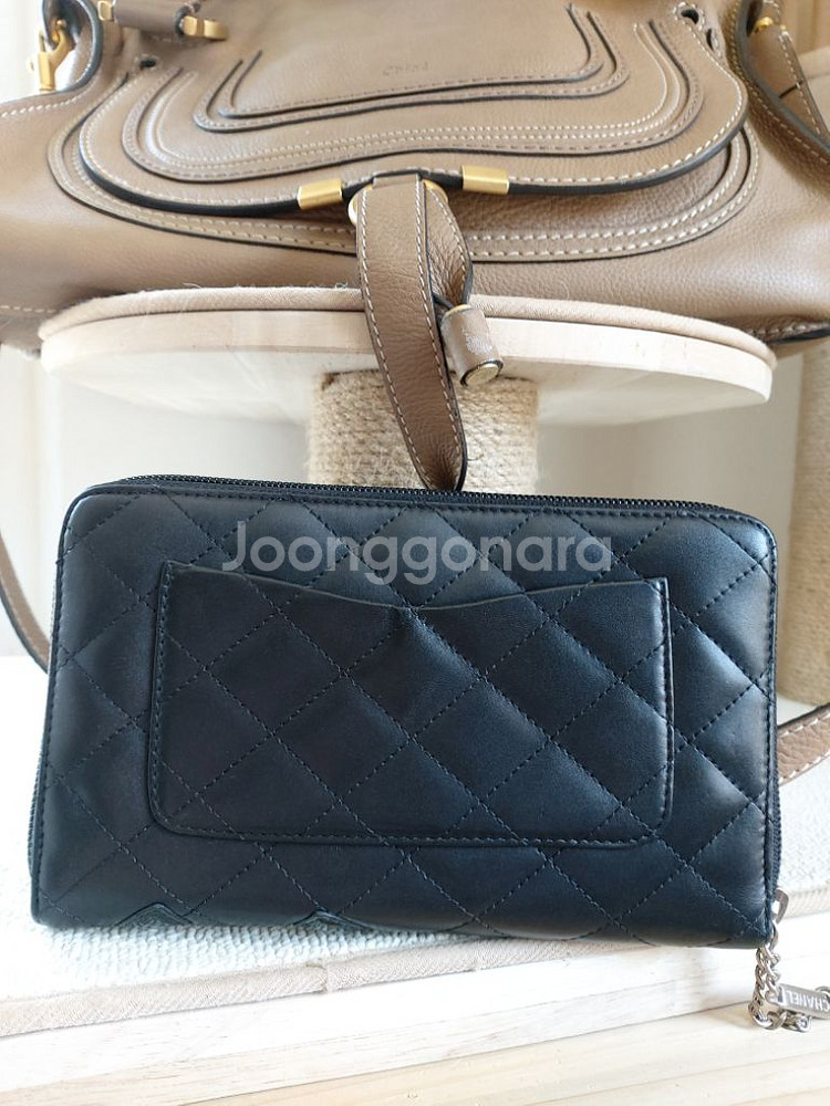 샤넬 정품 깜봉 지퍼라운드 장지갑 가방--3