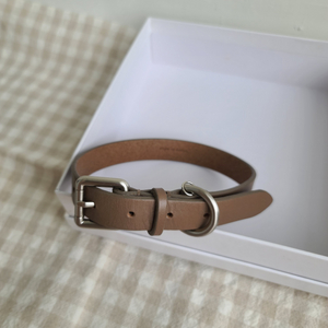 강아지 반려견목줄 이태리가죽 브라운 dog collar