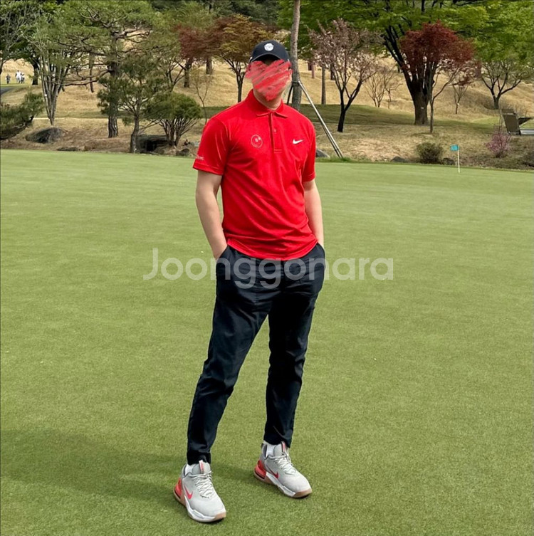 말본X나이키 골프 콜라보 드라이핏 카라넥 반팔 티셔츠--8