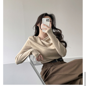 가나다란 긴팔 기본티 베이지 차콜