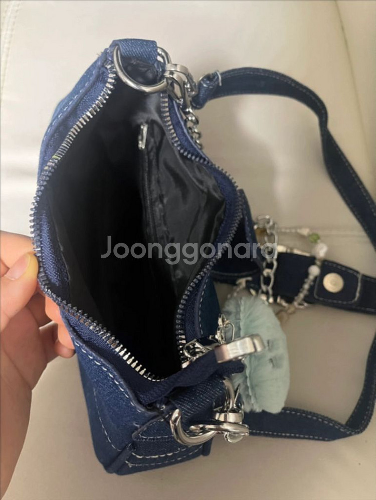 새상품 홍대 빈티지 커스텀 데님 숄더백 팝니다--2