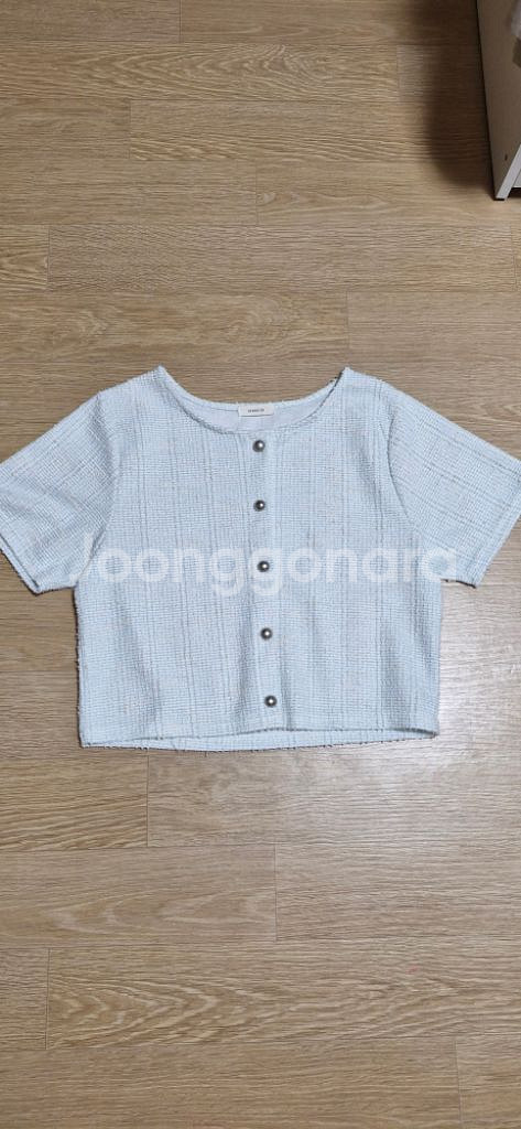 연하늘색 트위드 숏자켓 M--0