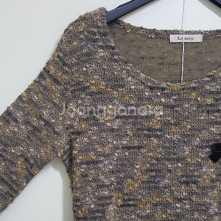 르누보 유니크한 알록달록 실뭉치 긴팔 롱니트--1