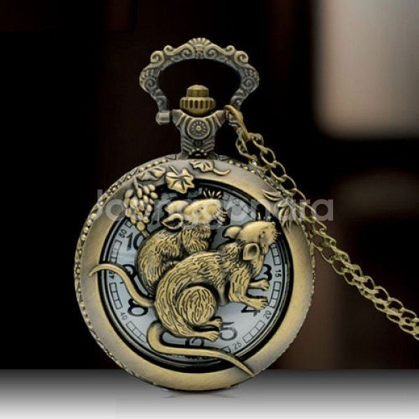 새 쥐띠 수입 정품 회중 시계 동물 수호 기념 황금 수--1