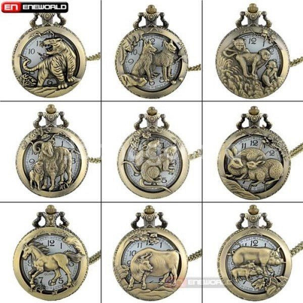 새 쥐띠 수입 정품 회중 시계 동물 수호 기념 황금 수--5