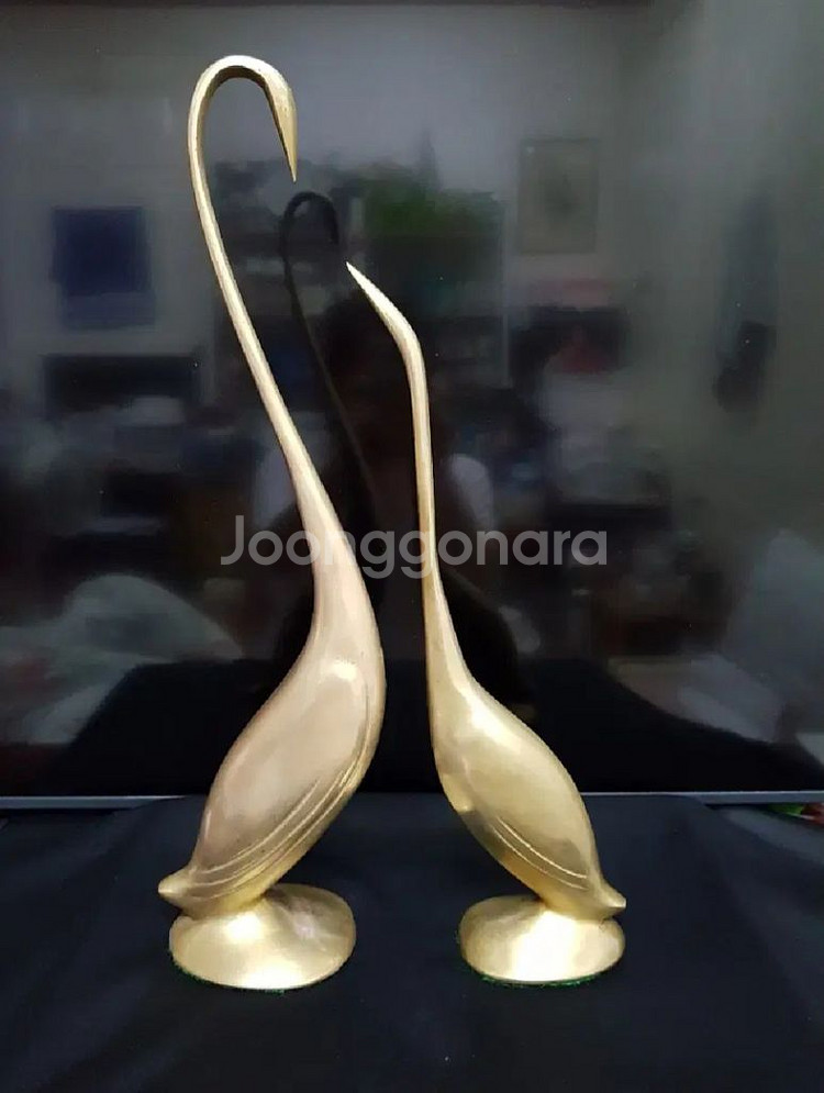 황동장식품 고니 수공예 43cm/37cm 동제품--3