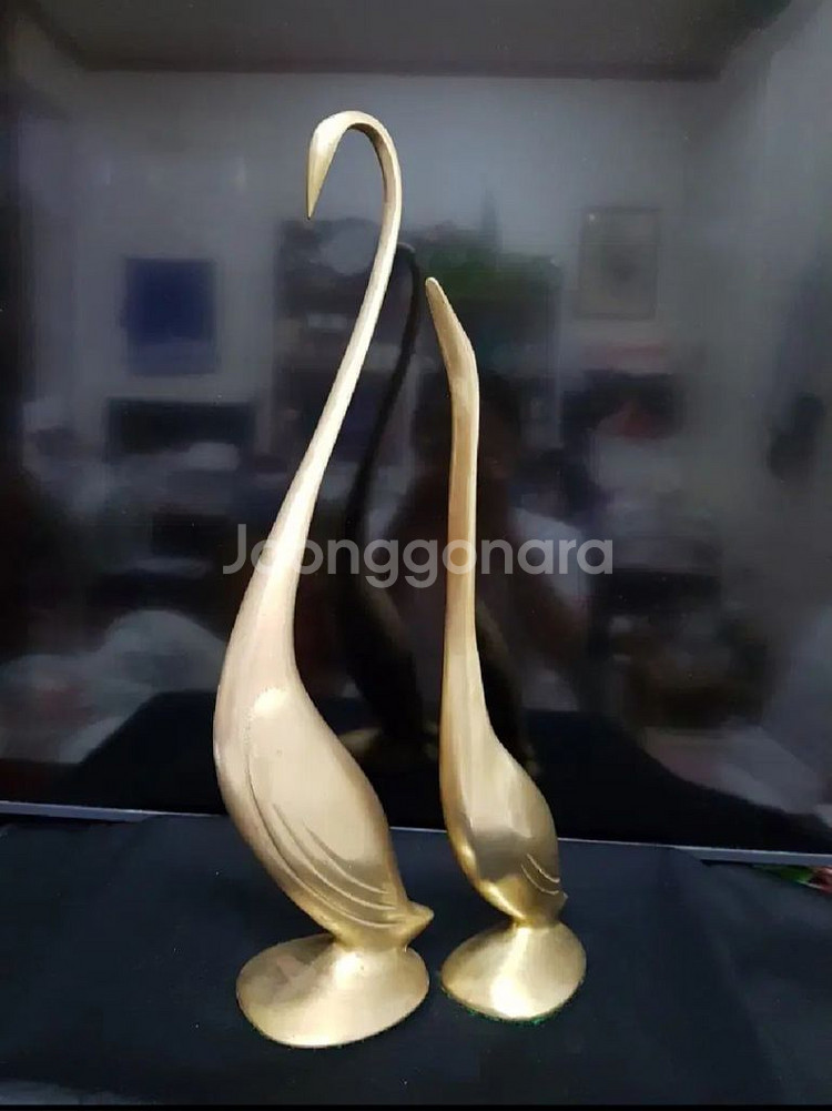 황동장식품 고니 수공예 43cm/37cm 동제품--1