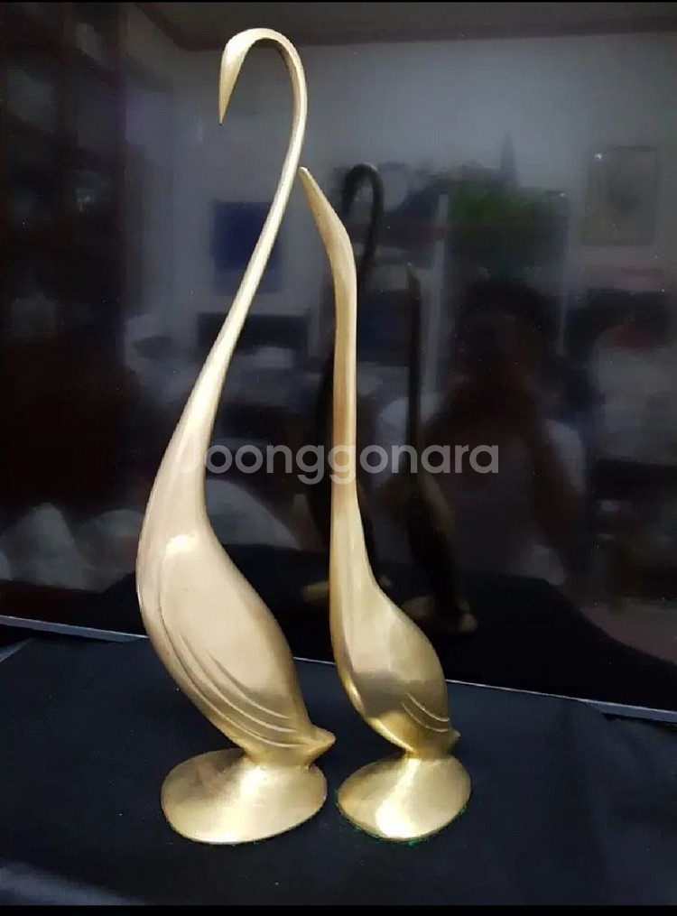 황동장식품 고니 수공예 43cm/37cm 동제품--5