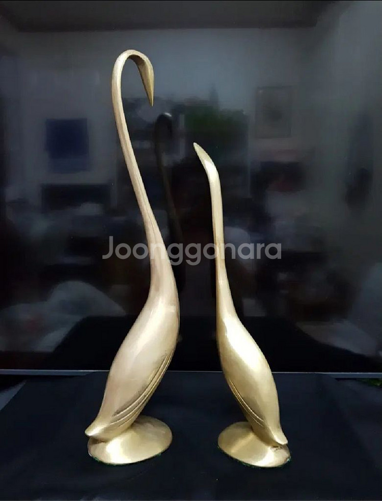 황동장식품 고니 수공예 43cm/37cm 동제품--2
