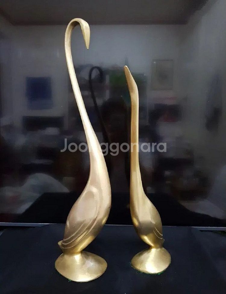 황동장식품 고니 수공예 43cm/37cm 동제품--4