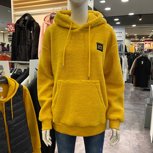 옐로우 양털 뽀글이 후드티