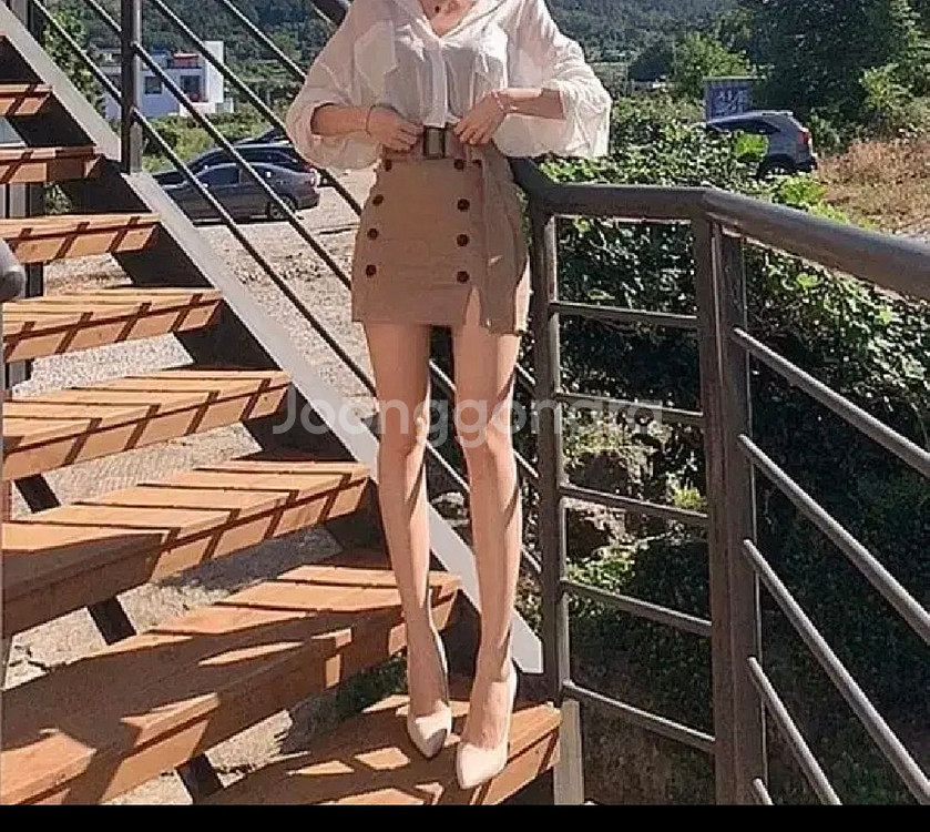 하이웨스트 트임 벨트 스판 트렌치 미니스커트--1