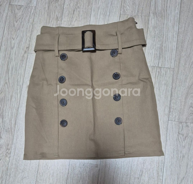 하이웨스트 트임 벨트 스판 트렌치 미니스커트--2