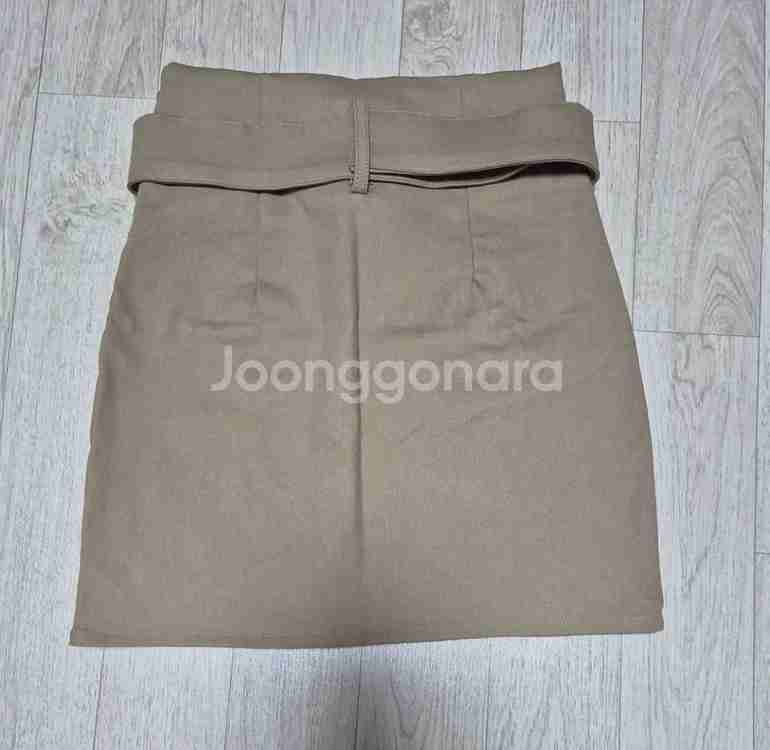 하이웨스트 트임 벨트 스판 트렌치 미니스커트--5