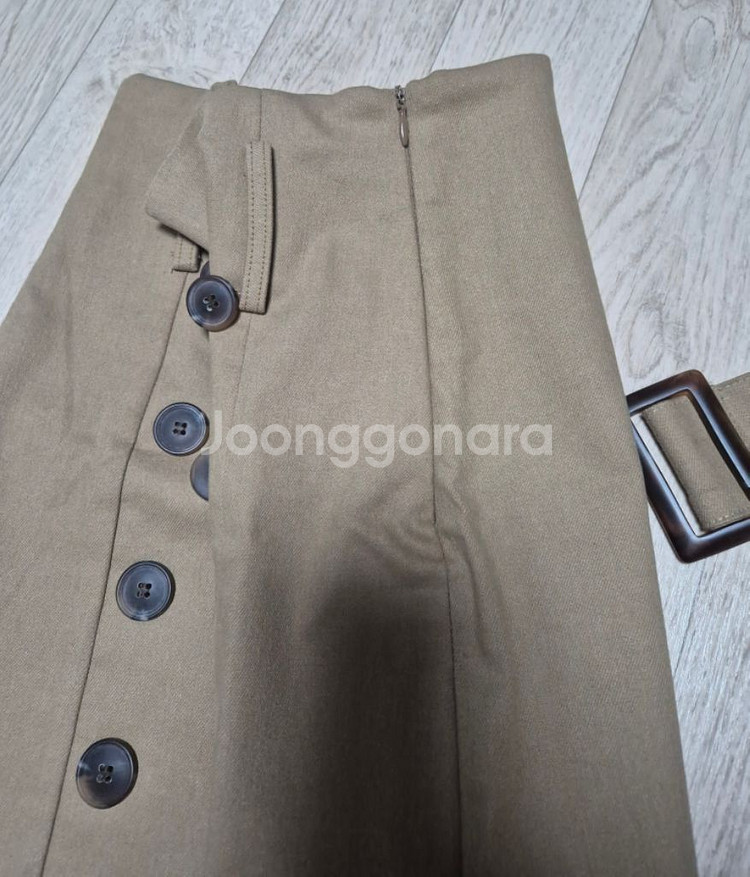 하이웨스트 트임 벨트 스판 트렌치 미니스커트--6