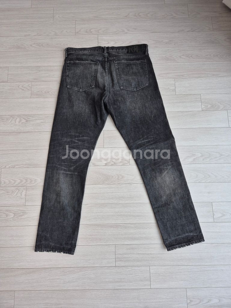 [38x32] RRL 셀비지 데님팬츠 블랙 슬림내로우--1