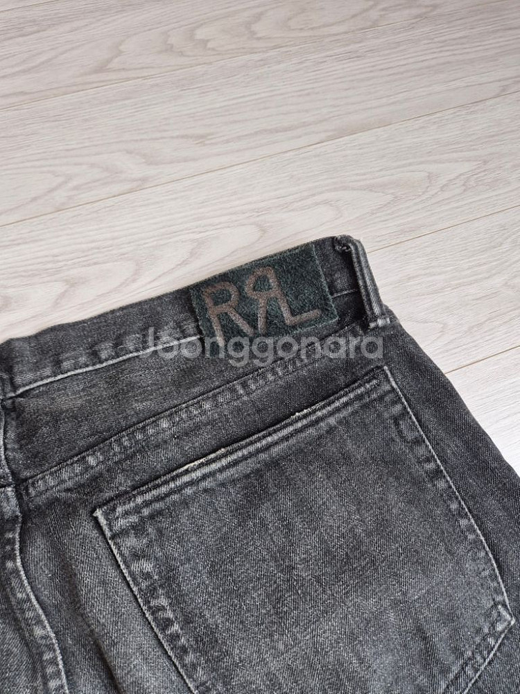 [38x32] RRL 셀비지 데님팬츠 블랙 슬림내로우--2