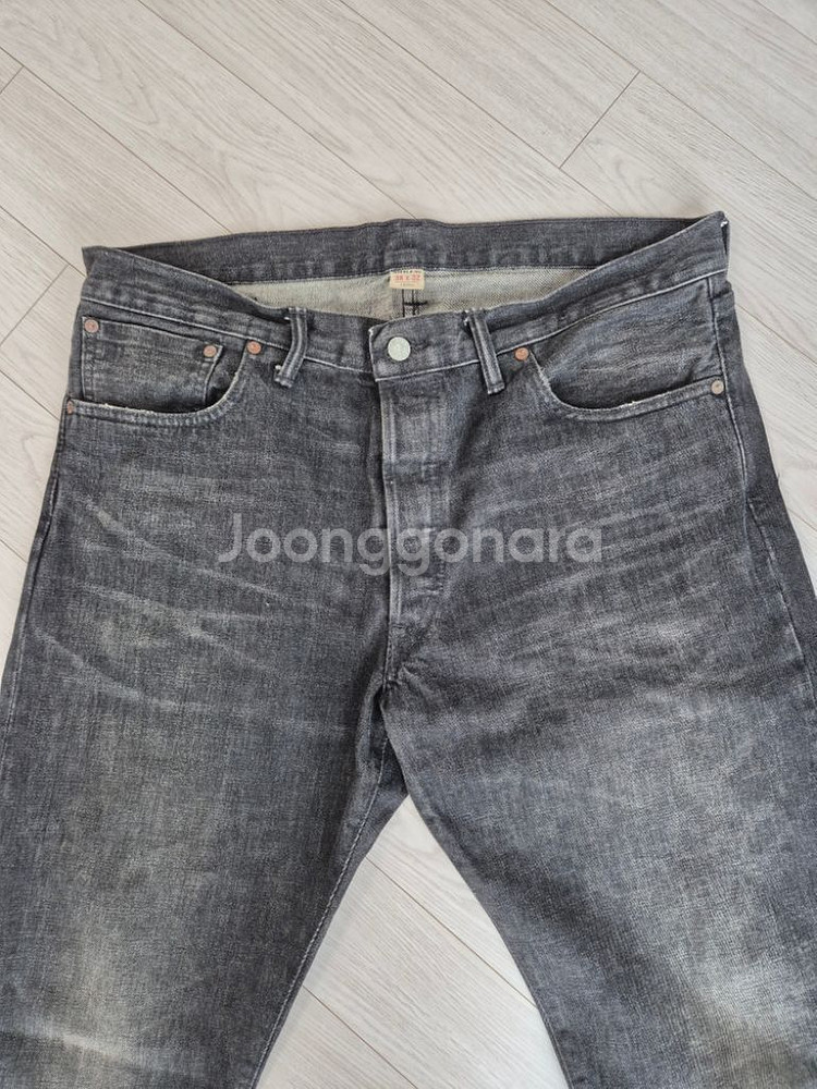 [38x32] RRL 셀비지 데님팬츠 블랙 슬림내로우--4