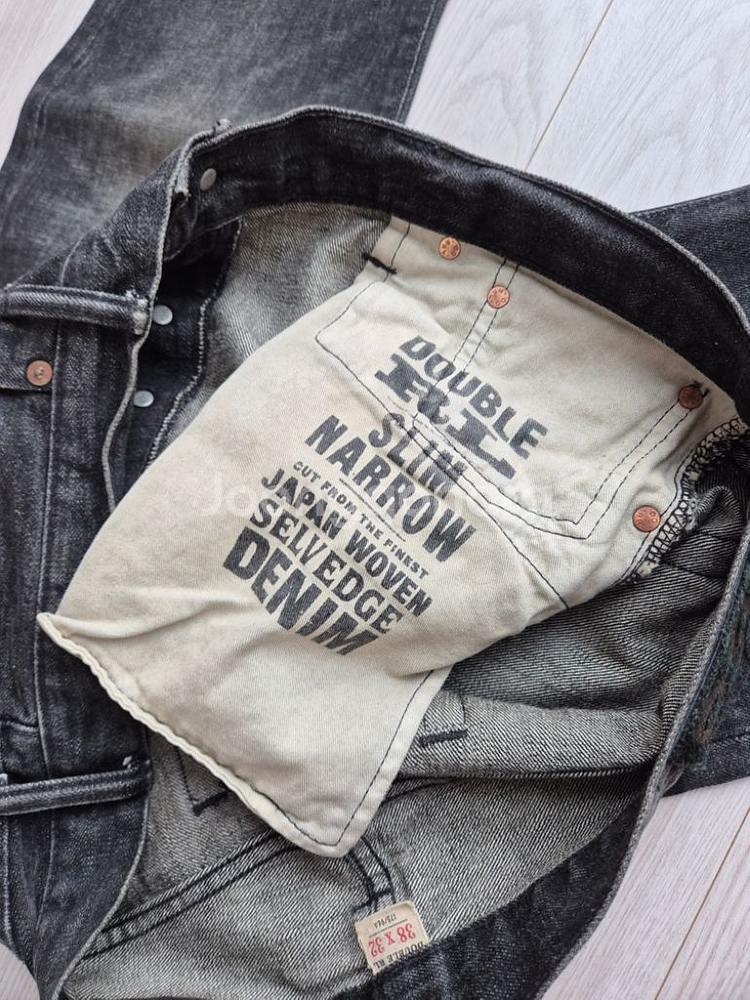 [38x32] RRL 셀비지 데님팬츠 블랙 슬림내로우--7