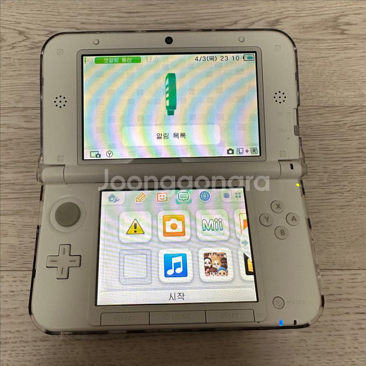 닌텐도 3ds xl 한글판 화이트 풀박스+튀동숲칩--2