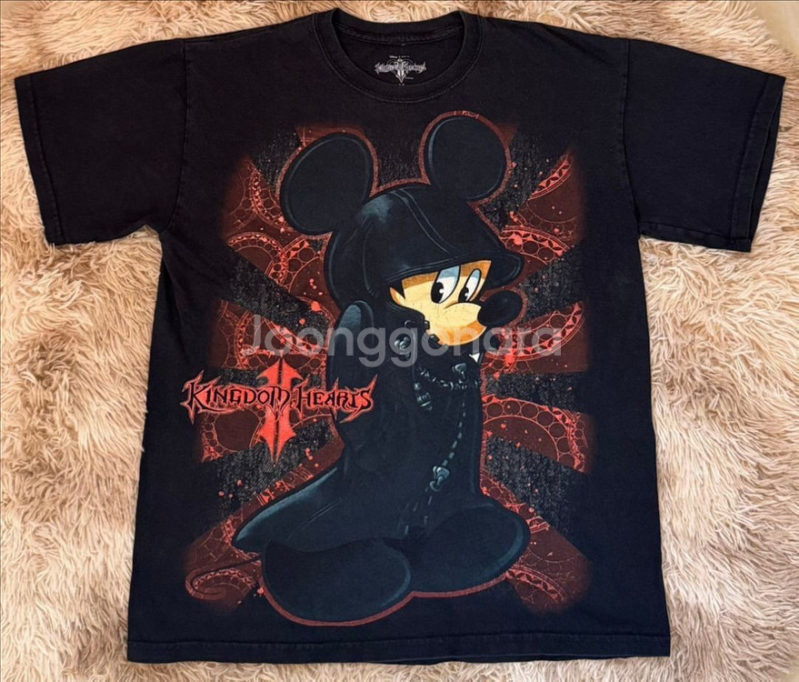 레어 Kingdom Hearts 미키프린트 티셔츠 M--0