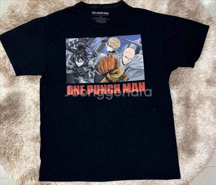원펀맨 ONE PUNCH MAN 티셔츠 블랙 애니티L--0