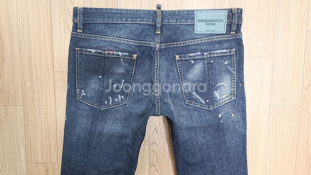 정품 디스퀘어드 옐로우 페인트 슬림진 청바지 50 52--3