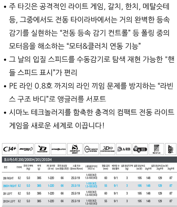 시마노)윤성 포스마스터 200DH 판매합니다.(새상품)--4