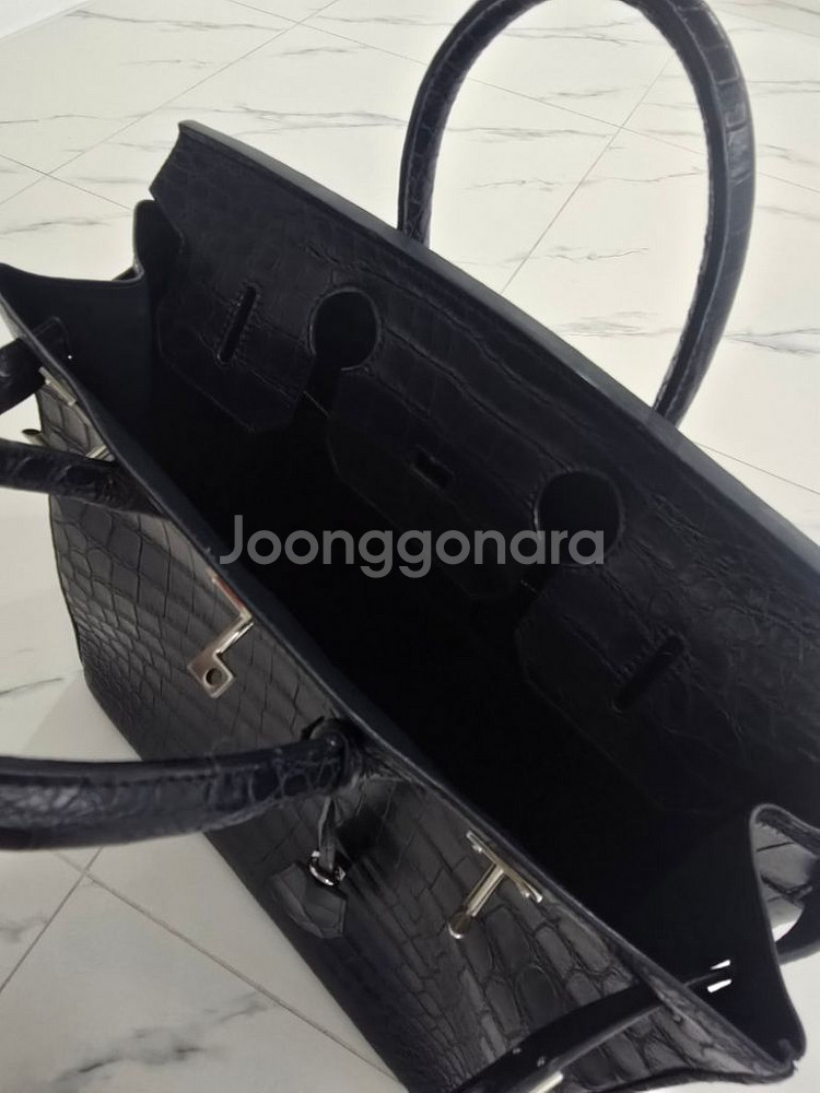 에르메스 버킨40 스타일 네이비악어가죽 커스텀 백--5