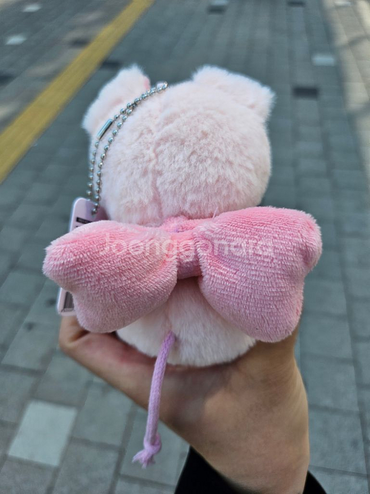 반택포 리본 돼지 인형 키링--1