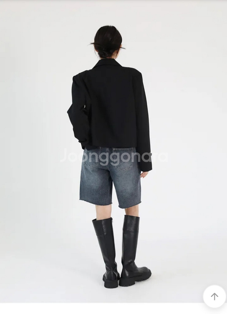 크롭 싱글 자켓 블랙--3