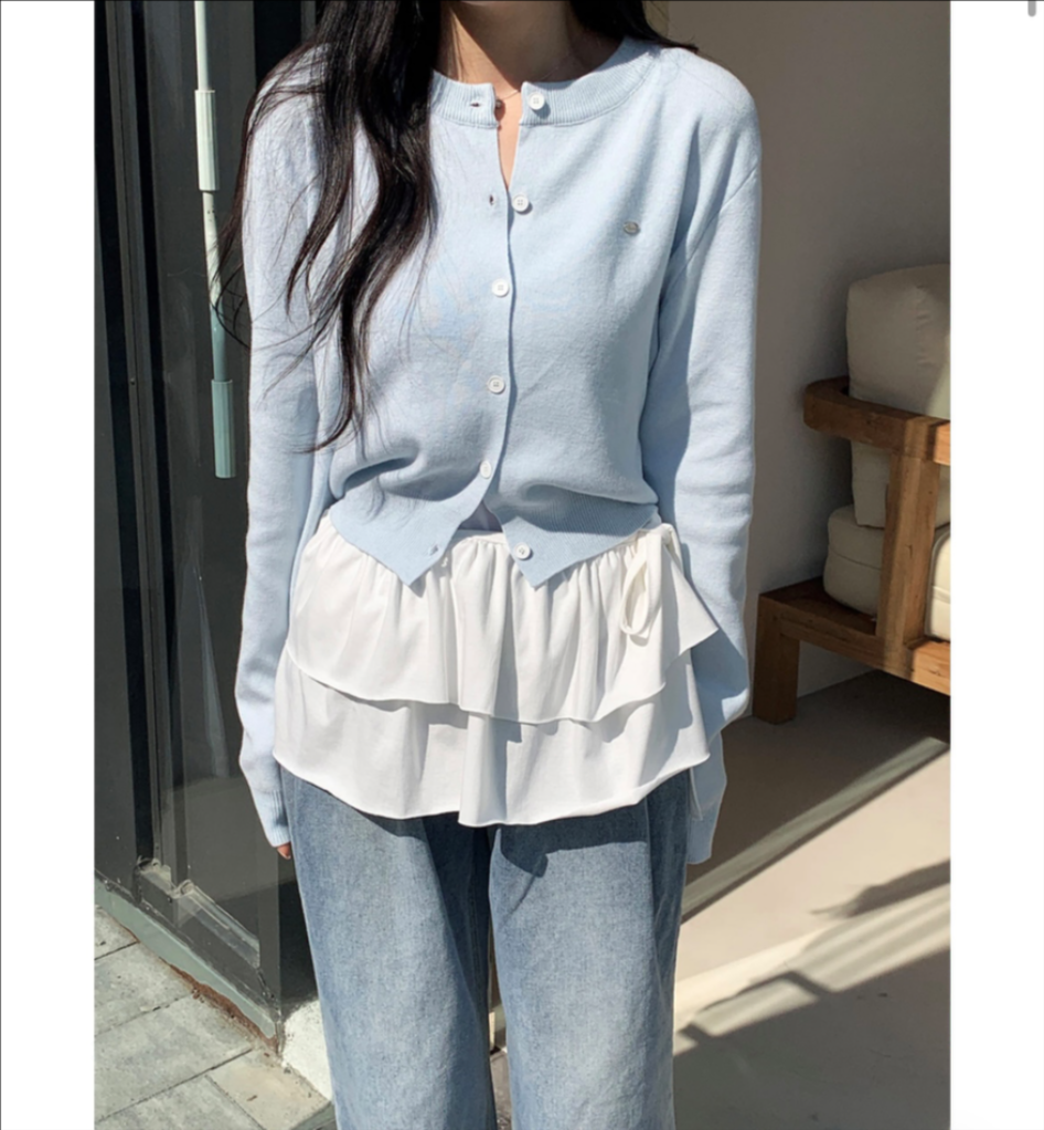 (새상품)소라색 실버 펜던트가디건