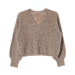 [M]에잇세컨즈 보카시 베이지 브이넥 오버핏 크롭 니트