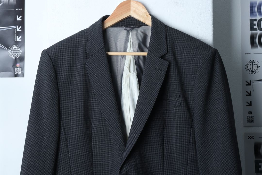 (M) 아르마니 정장 슈트 자켓 블레이저 그레이 체크 이미지