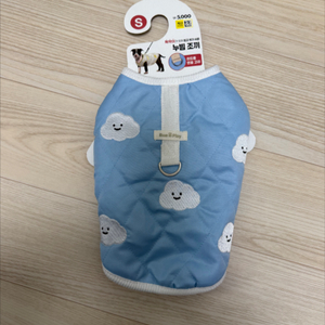 강아지 누빔 조끼 S 하늘색