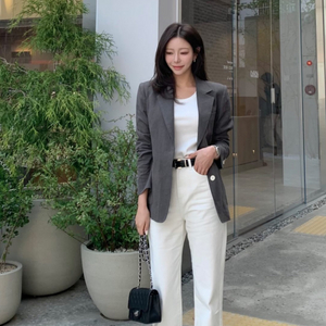 쥬드마켓 스티치린넨자켓 그레이