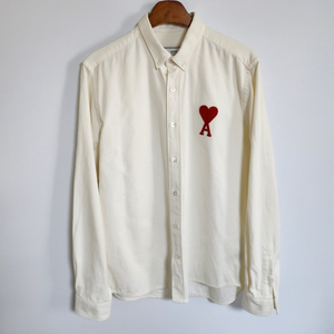 41 아미 화이트 빅하트 자수 남성 셔츠 H20HC02 이미지