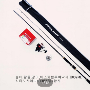 농어,우럭,광어,배스루어낚시대+시마노시에나4000번릴