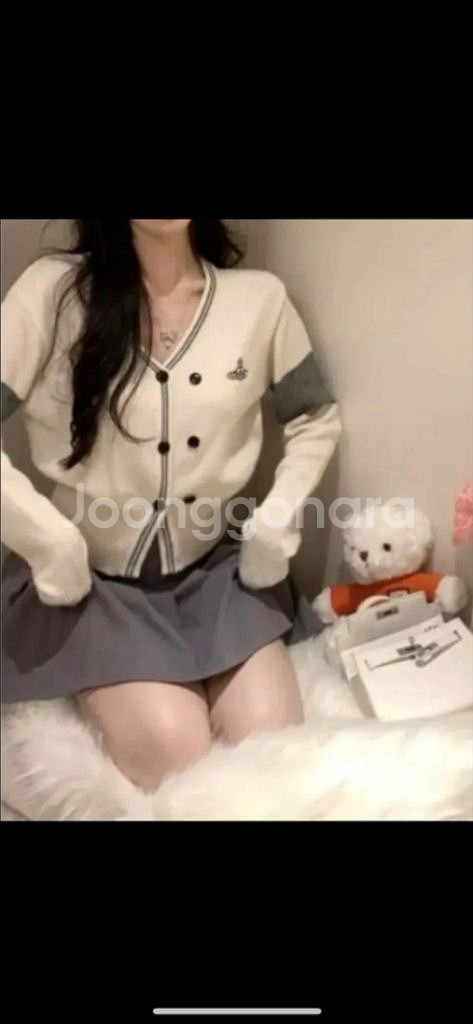 러블리 배색 심플 가디건--0