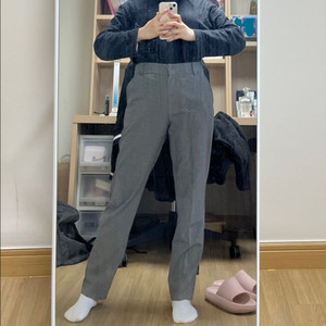 모르간 하운드 잔체크 슬랙스