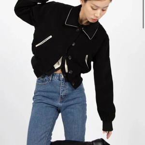 릿킴 바시티 크롭 코듀로이 블루종