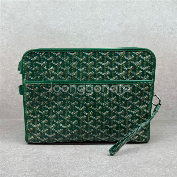 [키링포함,GM사이즈]고야드 쥬방스 그린 컬러 클러치--0