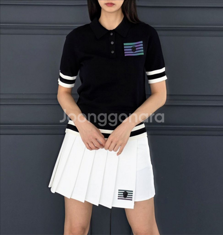 어메이징크리 골프 여성 썸머 골지 카라 반팔 스웨터--0