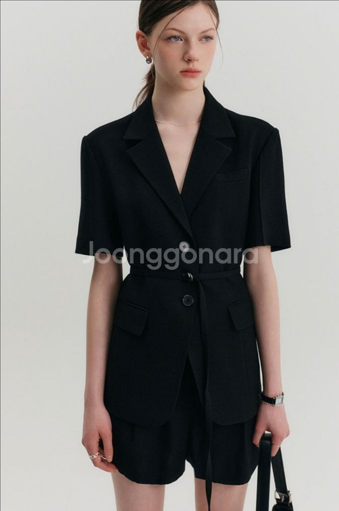 룩캐스트 EMMA LINEN STRAP JAKET 블랙--0